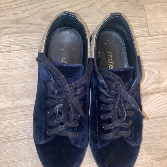 Maje Velvet Blue Sneakers with sequin detail - Picture 3 of 4